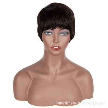 Rebecca fashion Brand wholesale Very short Wigs Hot Sell Best Middle Part Peruvian  Remy Hair HD Lace Front Wigs Human Hair wigs